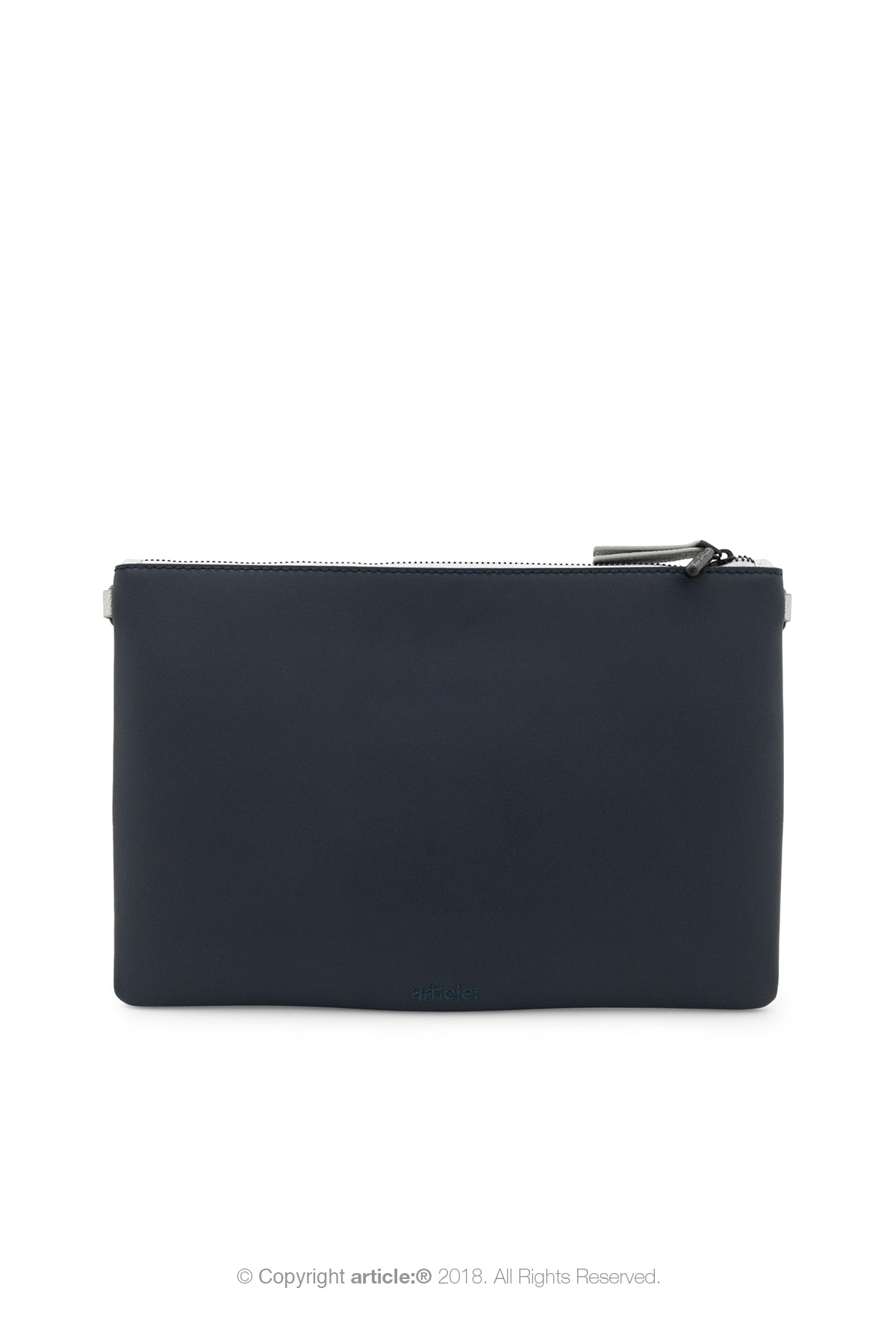article: #079 Pochette Grande Flat Men - Silver + Indigo