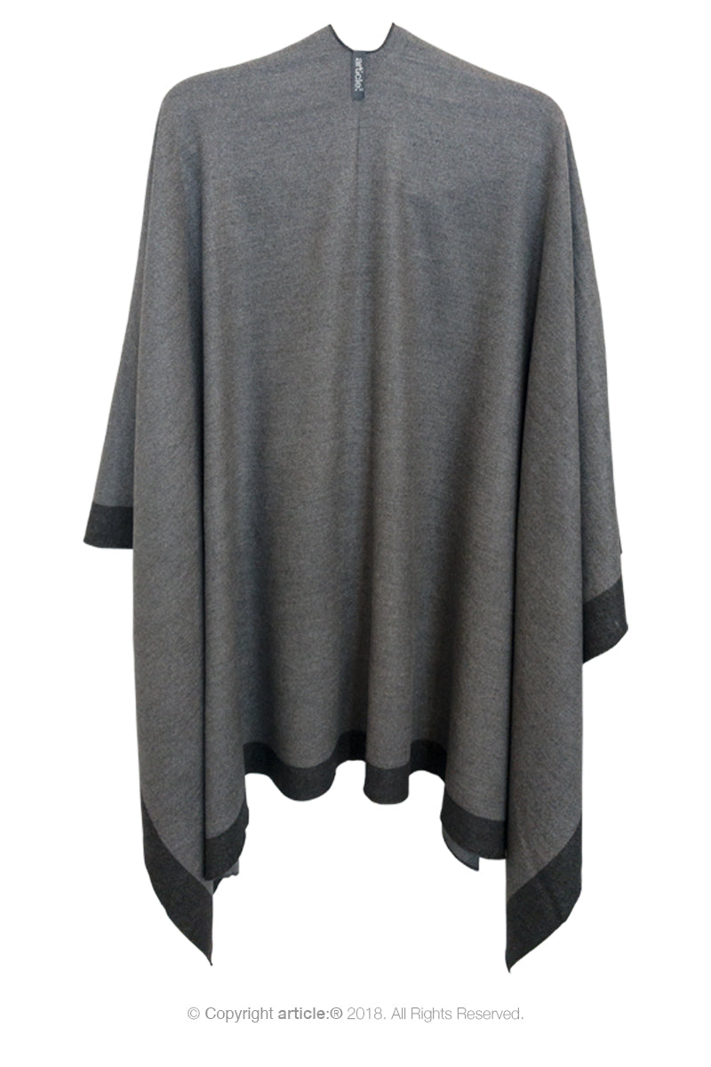article: #901 Blanket / Cape - Charcoal + Grey Marle