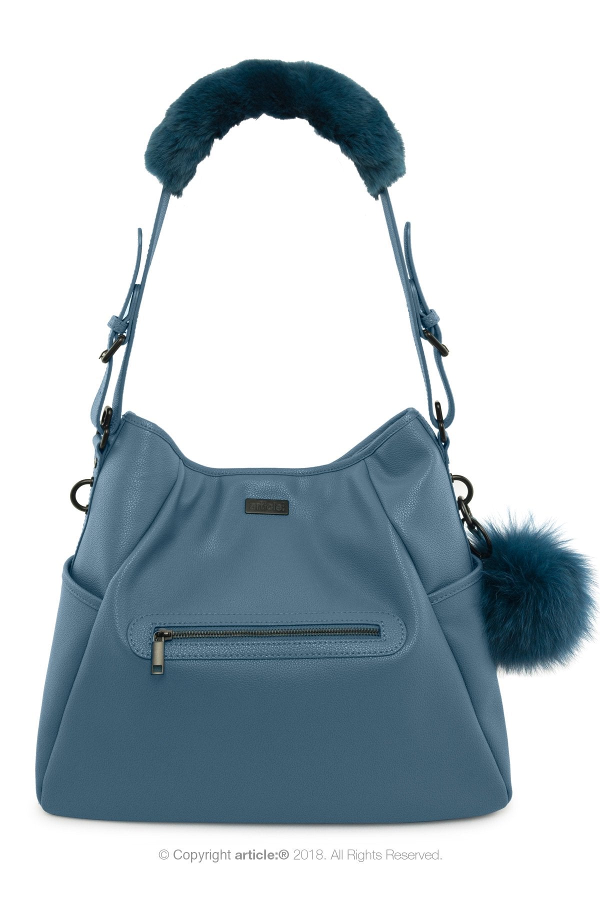 article: #400 Bag Charm / Keyring Pom Pom - Prussian