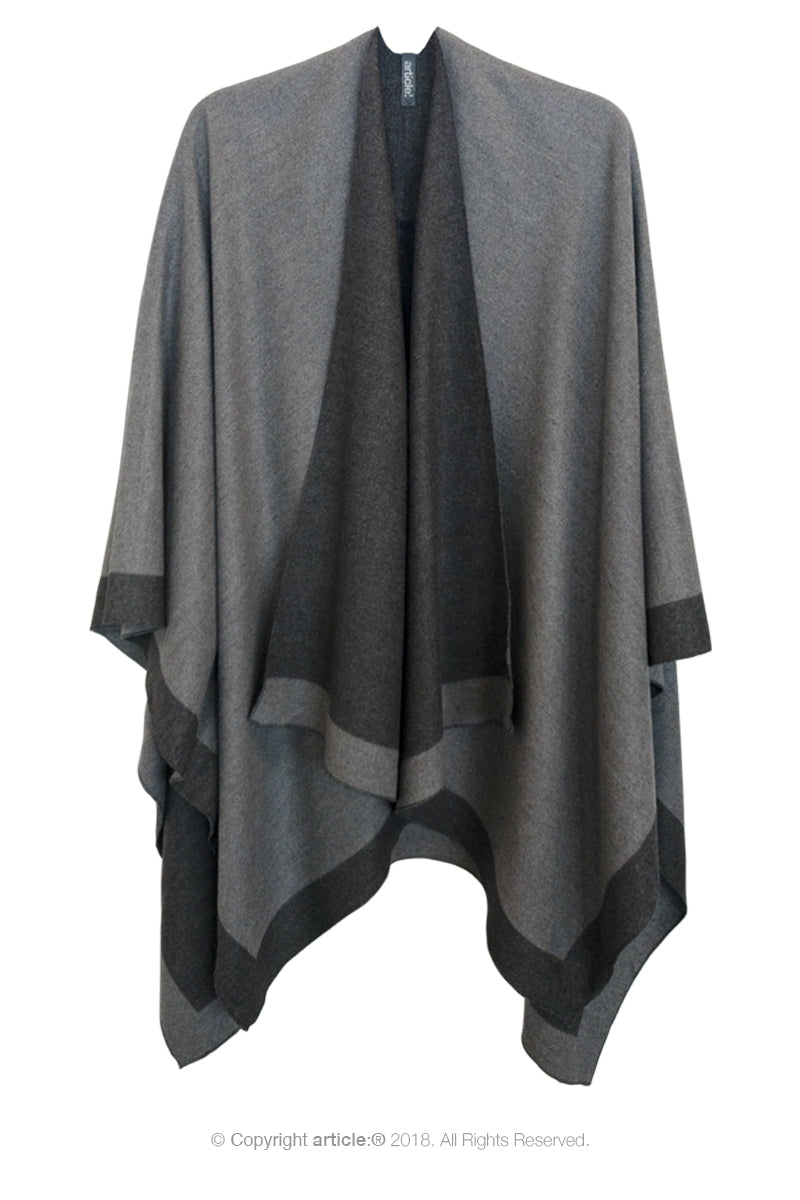 article: #901 Blanket / Cape - Charcoal + Grey Marle