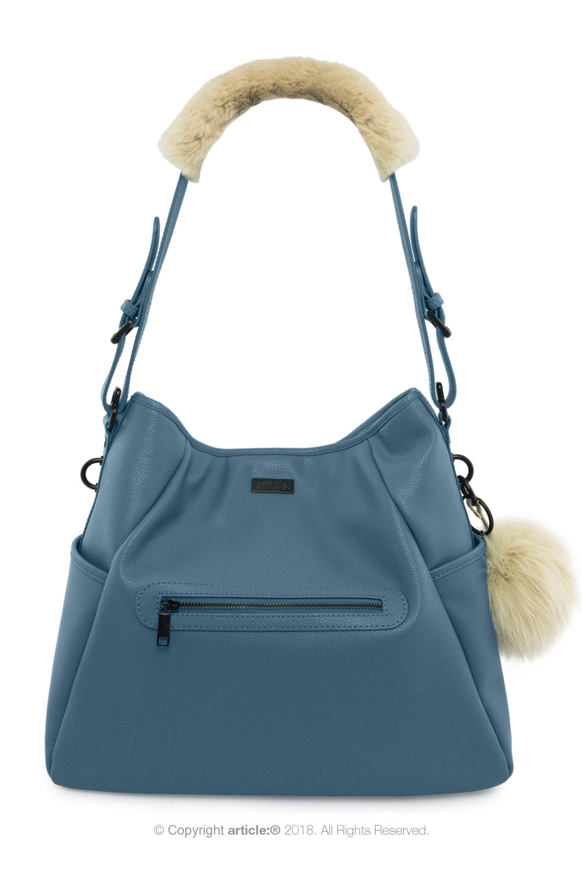 article: #400 Bag Charm / Keyring Pom Pom - Oyster