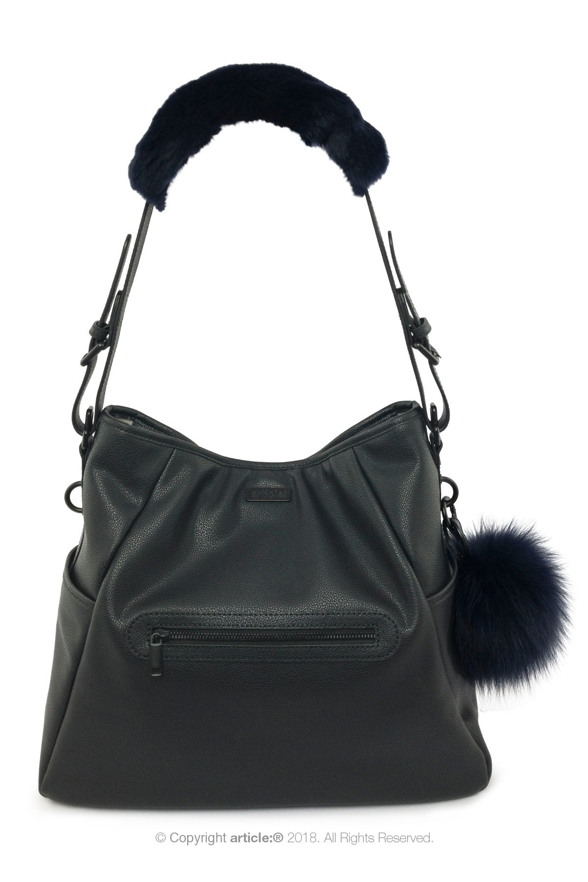 article: #400 Bag Charm / Keyring Pom Pom - Indigo