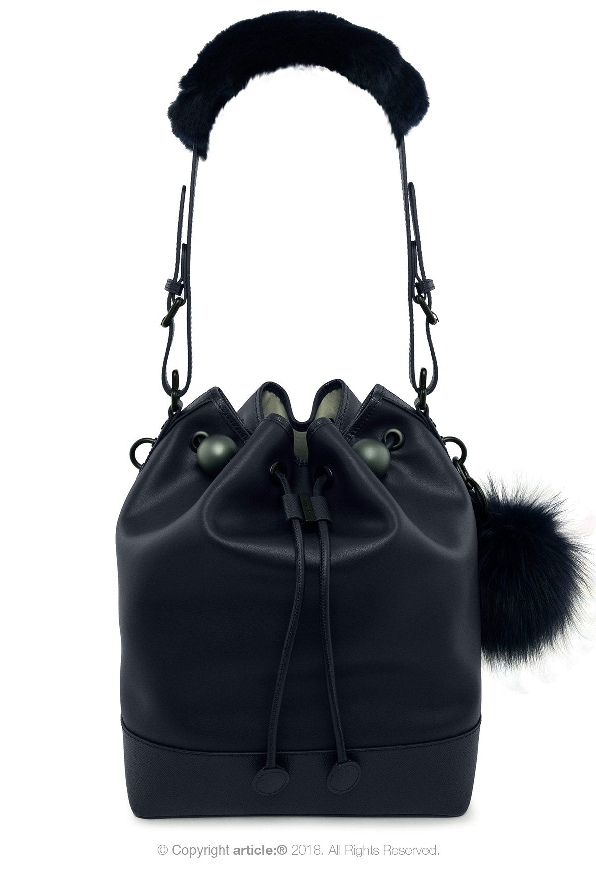 article: #400 Bag Charm / Keyring Pom Pom - Noir