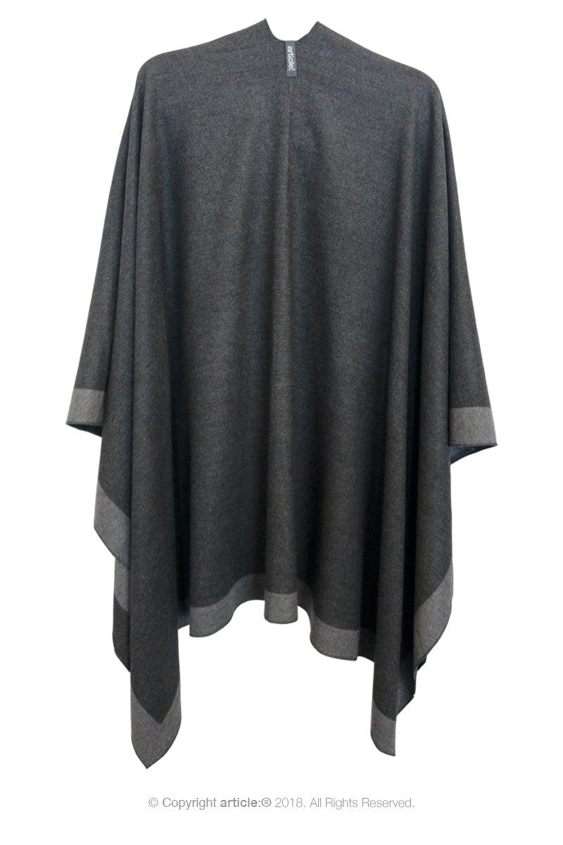 article: #901 Blanket / Cape - Charcoal + Grey Marle