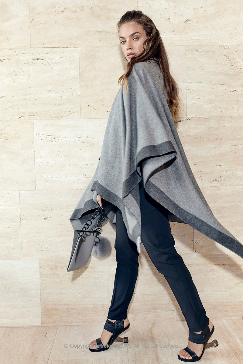 article: #901 Blanket / Cape - Charcoal + Grey Marle
