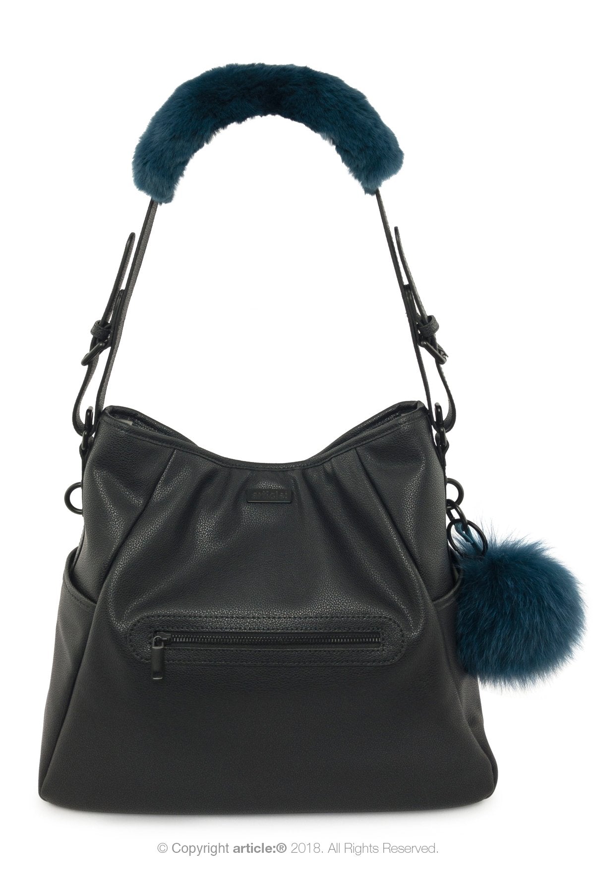 article: #400 Bag Charm / Keyring Pom Pom - Prussian