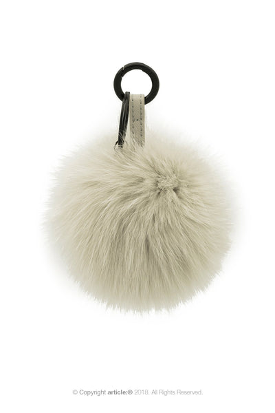 article: #400 Bag Charm / Keyring Pom Pom - Oyster