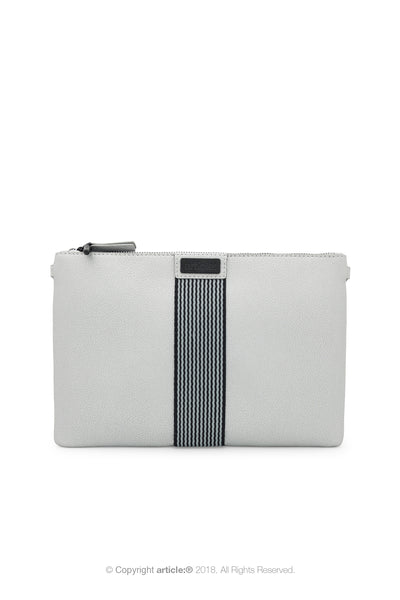 article: #079 Pochette Grande Flat Men - Silver + Indigo