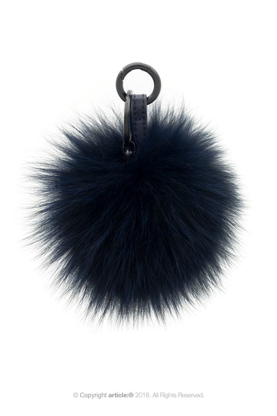 article: #400 Bag Charm / Keyring Pom Pom - Indigo