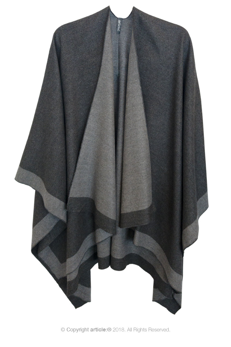 article: #901 Blanket / Cape - Charcoal + Grey Marle